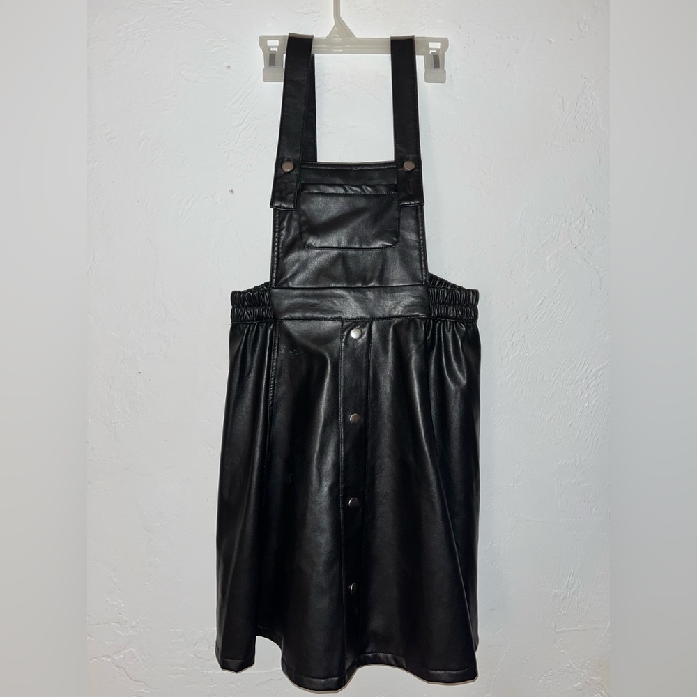 Black Pleather overall skirt